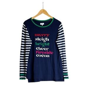 Navy Striped CHRISTMAS Sweater Crown & Ivy medium